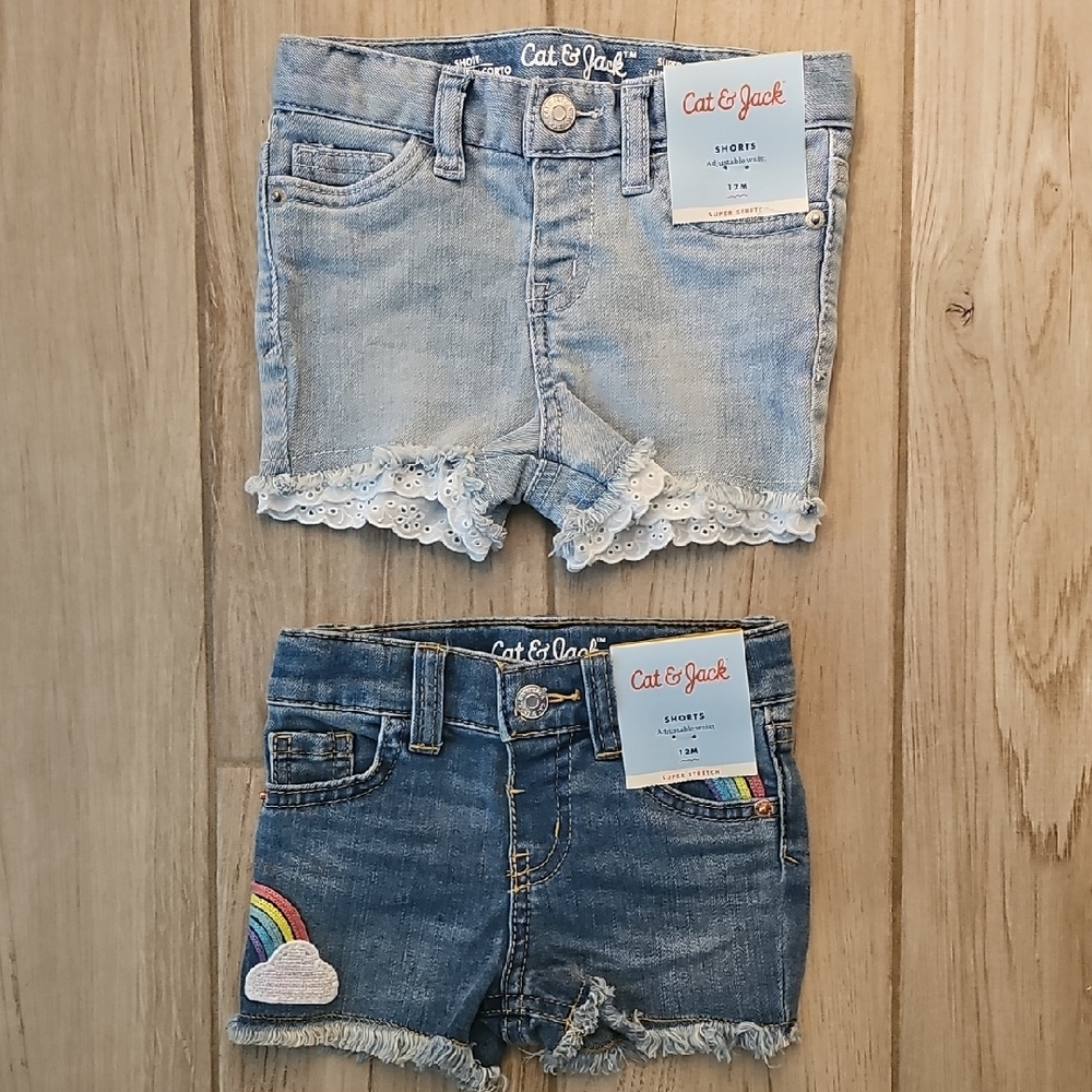 NWT-Cat & Jack Light and Dark Blue Denim Shorts Set